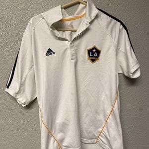 DAVID BECKHAM #23 ADIDAS Size M - LA Galaxy Polo Shirt White STAINED